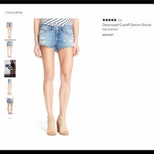 NWT Rag & Bone Gunner Cut off distressed shorts 26